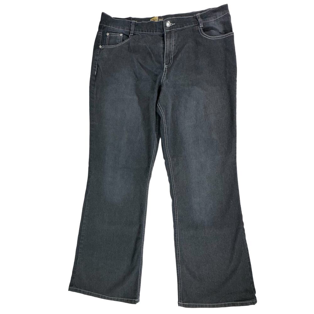 Chams Womens Jeans Sz 16 (36x31) Embroidered Pockets Thick Stitch Dark Wash READ